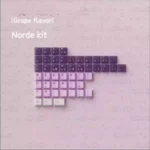 Playful Norde international Whimsical Grape Milkshake PBT keycaps set, showcasing the unique pastel purple and creamy white dye-sublimated aesthetic.