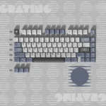 Grating PBT Keycaps set, showcasing unique 5-sided dye-sub optical artistry with modern geometric patterns and perceived depth.
