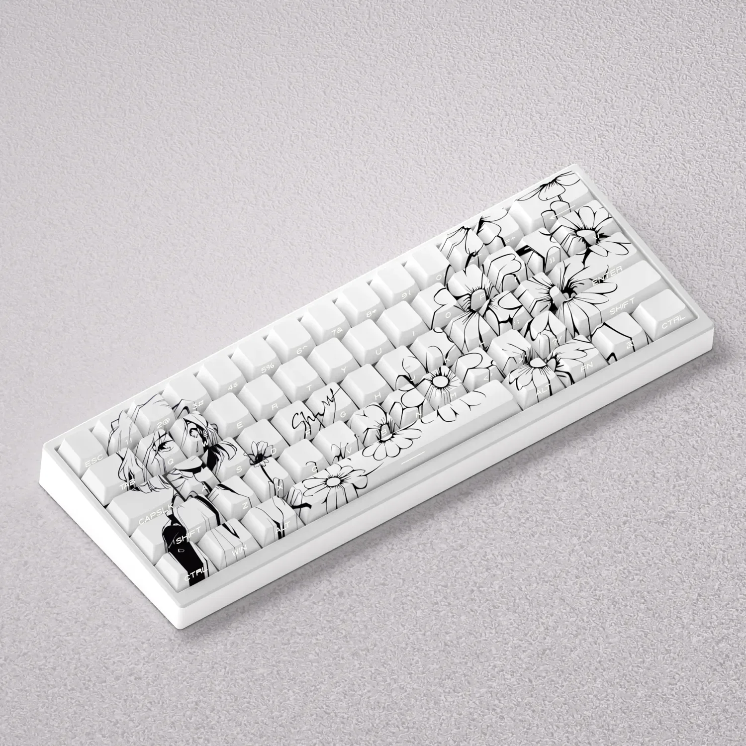 Haihara Ai Keycaps Set product gallery showcasing the exclusive PBT backlit side-print design, highlighting sleek, mysterious anime legends.