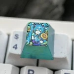 Vibrant Hatsune Miku Titanium ESC Keycap from various angles, highlighting its premium craftsmanship, iconic anime art, and rich green sunflower design.