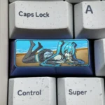 Exclusive Hatsune Miku keycap crafted from vibrant colored titanium. A stunning piece of digital pop artistry for your custom mechanical keyboard.