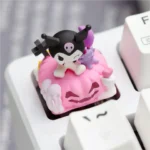 Whimsical handcrafted Hello Kitty: Characters resin keycap for custom mechanical keyboards, featuring vibrant details and a charming miniature design.