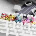 Gallery view of the whimsical handcrafted Hello Kitty: Characters resin keycap, showing its vibrant details from multiple charming angles for custom mechanical keyboard.
