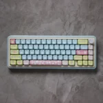 Adorable Hello Kitty MOA profile keycaps set in a playful gallery, featuring various pastel characters from different angles for a cute mechanical keyboard.