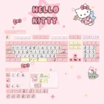 Exclusive Hello Kitty pink PBT keycaps set with a whimsical spherical design, bringing charming, playful magic to your custom mechanical keyboard.