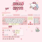 Exclusive Hello Kitty Pink PBT spherical keycaps set displayed, showcasing their charming design and whimsical appeal for keyboards.