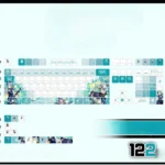 Vibrant Hikawa Sayo BanG Dream! PBT keycap set, dynamic anime art and durable PBT texture visible from playful angles. RGB ready.