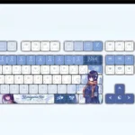 Playful Hiyamayama Rei PBT keycap set from multiple angles, showcasing vibrant anime art and dynamic backlighting for a charming anime keyboard.
