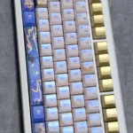 Exclusive Soloist Honkai Star Rail Cherry Profile keycaps set, shown from multiple angles, featuring elegant character designs and musical motifs.