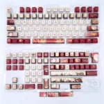 Exclusive Honkai Star Rail Mydei Cherry keycaps set, detailed from multiple angles, featuring futuristic anime combat designs for collectors.