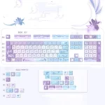 Exquisite Iris Keycaps Set displaying dreamlike purple iris and butterfly motifs in a serene Chinese aesthetic, highlighting artistic quality.