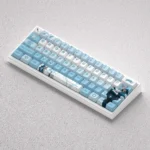 Exclusive Valorant Jett PBT keycaps set, dynamically displayed, revealing sleek lines and vibrant, character-inspired art for gaming keyboards.