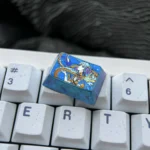 A collection of captivating images revealing the vibrant Jinhsi anime titanium keycaps artistic design and premium metal craftsmanship from diverse