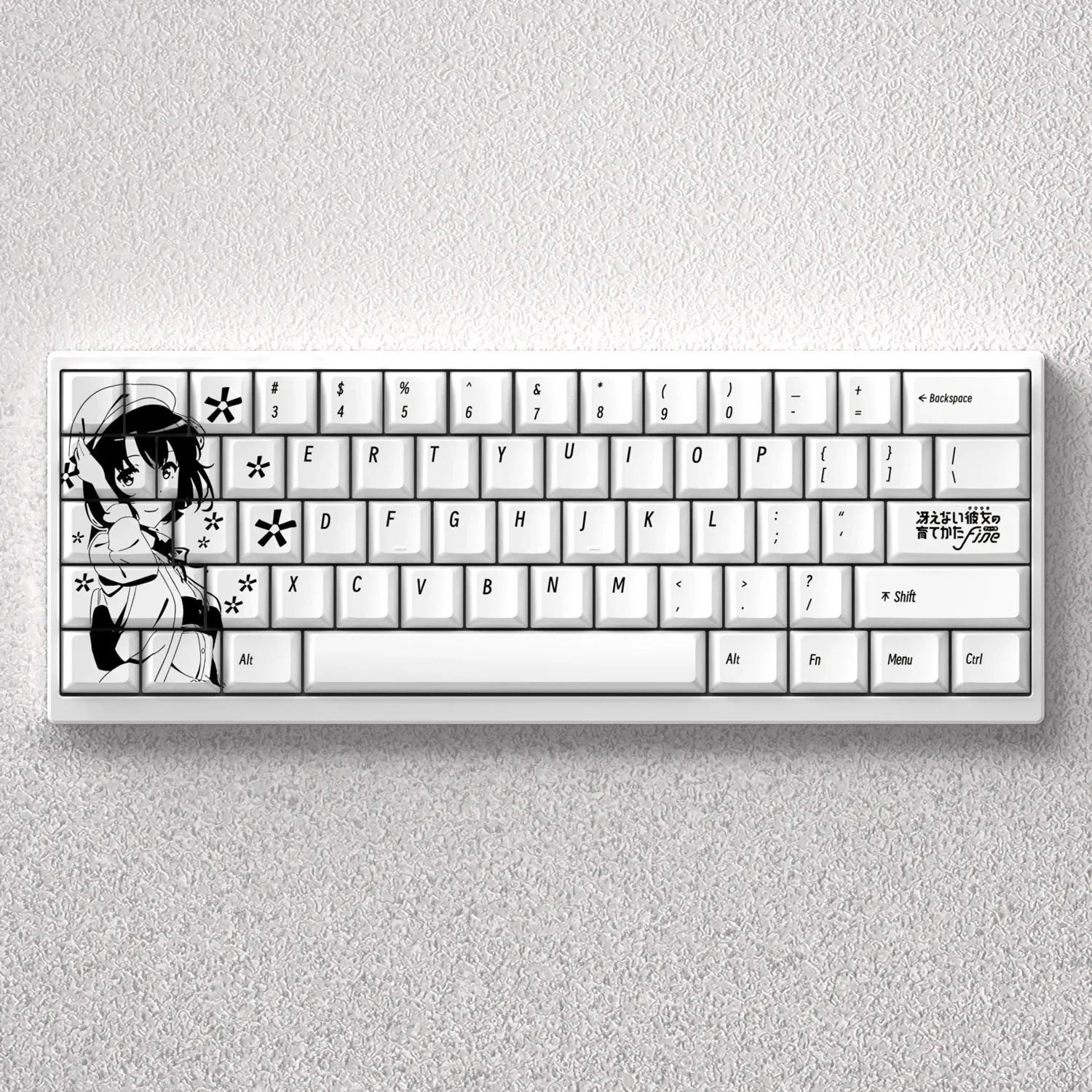 Exclusive Kato Megumi PBT keycap set for 60% 65% 68% keyboards, featuring iconic Saekano anime art for true enthusiasts.