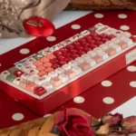 UR82 Rouge Enchanted Forest Custom Mechanical Keyboard Kit from multiple angles, showcasing its immersive nature keycaps and premium Hifi Gasket.