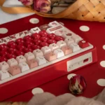 UR82 Rouge Enchanted Forest Custom Mechanical Keyboard Kit shown from multiple angles, highlighting its immersive nature-themed keycaps and premium design.