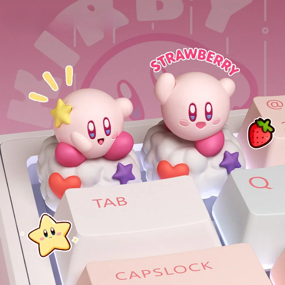 Vibrant, handcrafted 3D resin Kirby artisan keycap for ESC key, showcasing a sculpted Kirby character in artistic detail.