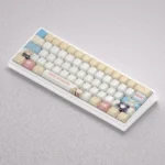 Vibrant Kitagawa Marin PBT keycaps set for mechanical keyboards, shown from multiple angles. This exclusive custom anime set features expressive design.