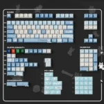 Elegant product display of the Whimsical Artistic Collage Lazy Fox Keycaps full set, highlighting the playful design and premium PBT+PC material.