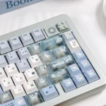 Explore the full set of Whimsical Artistic Collage Lazy Fox Keycap Set, crafted from premium PBT+PC, displayed from various delightful angles.