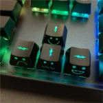 Lightning Cloud Movement Control Keycaps: Multiple angles of the unique 'Lightning Kid' backlit WASD and arrow keys, showcasing translucent design for vibrant RGB.