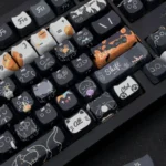 A collection of Lord Mysteries Klein Moretti keycaps, showcasing exclusive whimsical illustrations and mystical fantasy motifs from multiple artistic angles.