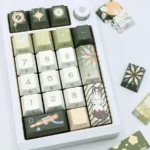 Gallery view of the Lu Chen keycap set, revealing its elegant minimalist form and the subtle, hidden character details of the exclusive side-engraved collectible setup.