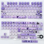 Lucien Keycaps Queen's Choice PBT set. Multiple angles reveal purple and blue Lucien motifs on durable PBT, for a premium, exclusive design.