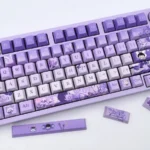 Exclusive Lucien Keycaps set Queen's Choice PBT set displayed. Elegant purple and blue keycaps capture Lucien's artistic aesthetic, highlighting their premium design.