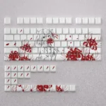 Playful Luminous Lycoris Recoil Chisato anime keycaps set, showcasing vibrant, crisp side-printed PBT legends for a custom keyboard setup.