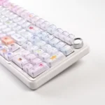 Whimsical Luminous Macaron Crystal Jelly Gradient Keycaps Set for mechanical keyboards, featuring sparkling pastel colors and a translucent finish.
