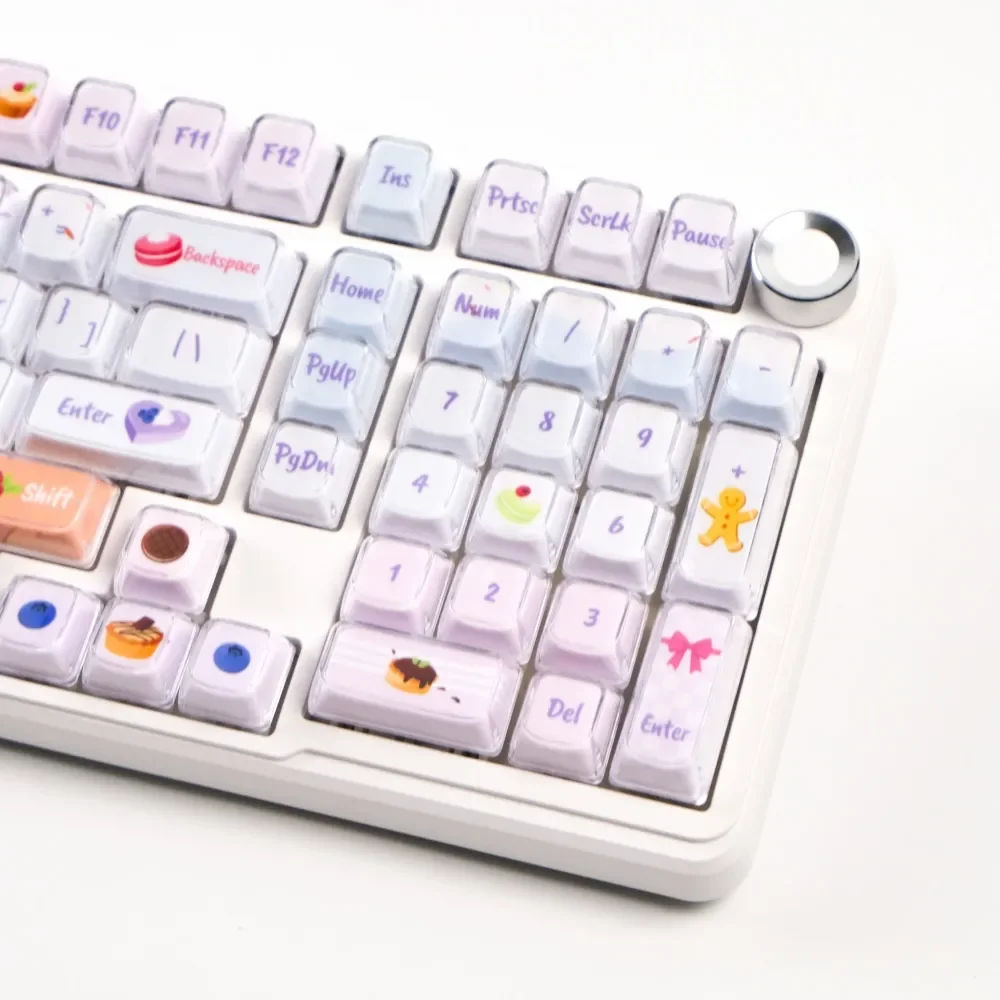 Luminous Macaron Crystal Jelly Gradient Keycaps Set for mechanical keyboards. Whimsical pastel, sparkling translucent finish shown across angles.