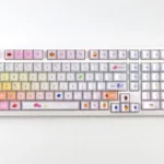 Luminous macaron crystal jelly gradient keycaps set display their whimsical pastel colors and sparkling translucence for mechanical keyboards.