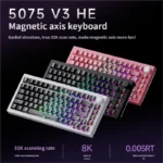 The 5075 V3 Magnetic Gaming Keyboard, showcasing its sleek black transparent design, ultra-responsive switches, and gasket-mounted precision.