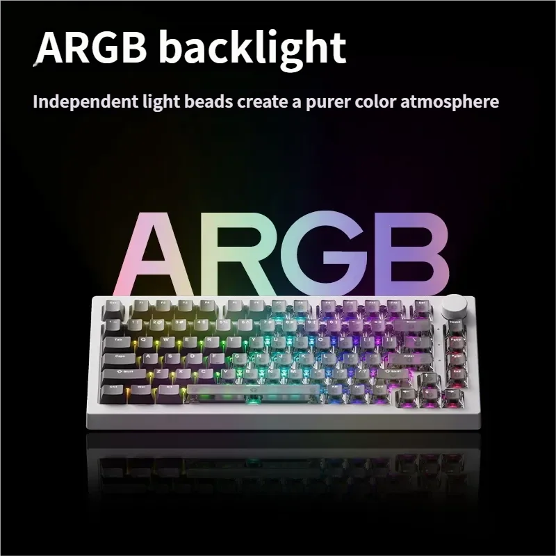 Showcasing the 5075 V3 Magnetic Gaming Keyboard: sleek black transparent, ultra-responsive, gasket-mounted precision.