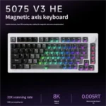 Sleek 5075 V3 Magnetic Gaming Keyboard in black transparent, highlighting ultra-responsive magnetic switches and gasket-mounted precision.