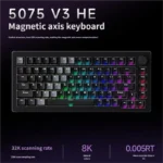 5075 V3 Magnetic Gaming Keyboard. Sleek two-tone black transparent design emphasizes ultra-responsive switches and gasket-mounted precision.