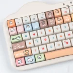 Charming Cartoon Zoo MAO Keycap Set with vibrant pastel cartoon zoo animals, smooth matte finish, and magnetic switch compatibility.
