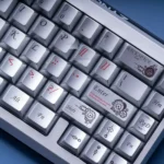 Gallery of Steampunk PBT Magnetic Keycap Set. Features aged industrial metallic details, intricate gears, and vintage sci-fi. Unique keycaps for typist and gamers.