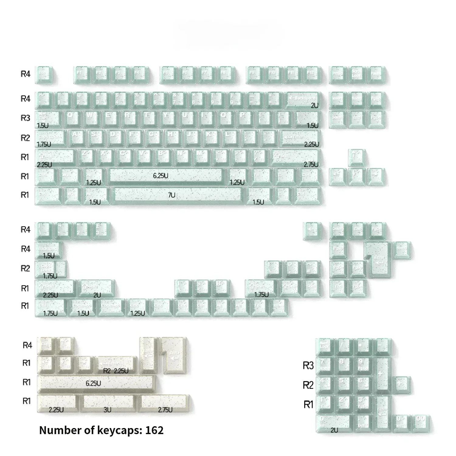 Close-up of ethereal shimmering translucent magnetic keycaps set showcasing their unique jade-like glow and premium PBT+PC blend.