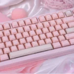 Full set of ethereal shimmering translucent magnetic keycaps set, showcasing their captivating jade elegance and glittering semi-transparent design.