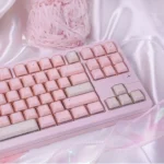 Mesmerizing translucent magnetic keycaps set with ethereal shimmer, displaying their jade-inspired aesthetics and premium PBT+PC quality.