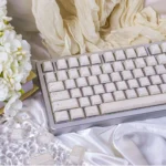 A collection of ethereal shimmering translucent magnetic keycap set, highlighting their unique jade-like glow and premium PBT+PC texture from various design.