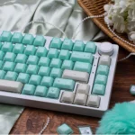 An exquisite full set of Ethereal Shimmering Translucent Magnetic Keycaps Set, showcasing their jade-inspired glow and premium PBT+PC craftsmanship.