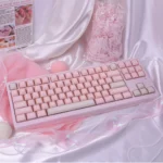 Gallery view of Ethereal Shimmering Translucent Magnetic Keycaps Set, showcasing their jade-inspired aesthetic and glittering semi-transparency design.