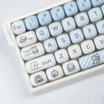 Multiple angles of Playful Maltese Dog MOG Keycap Set, revealing whimsical dog designs, minimalist aesthetic, and magnetic switch compatibility.