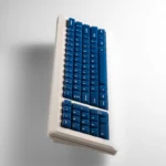 Stunning main view of deep blue frosted PC magnetic switch keycaps set, highlighting their translucent elegance and modern aesthetic for custom keyboards.