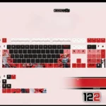 Exclusive Makima Chainsaw Man PBT backlit keycap set from multiple angles, highlighting the iconic character art, translucent design, and durable dark anime.