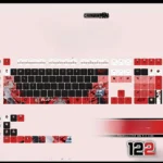 Exclusive Makima Chainsaw Man PBT backlit keycap set captured from multiple angles, showcasing its iconic character art and vibrant translucent glow.