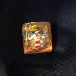 Playful handcrafted luminous Pokemon: Meowth & Snorlax Transparent Keycaps from a different angle, showcasing its vibrant, glossy translucent resin and cute design.